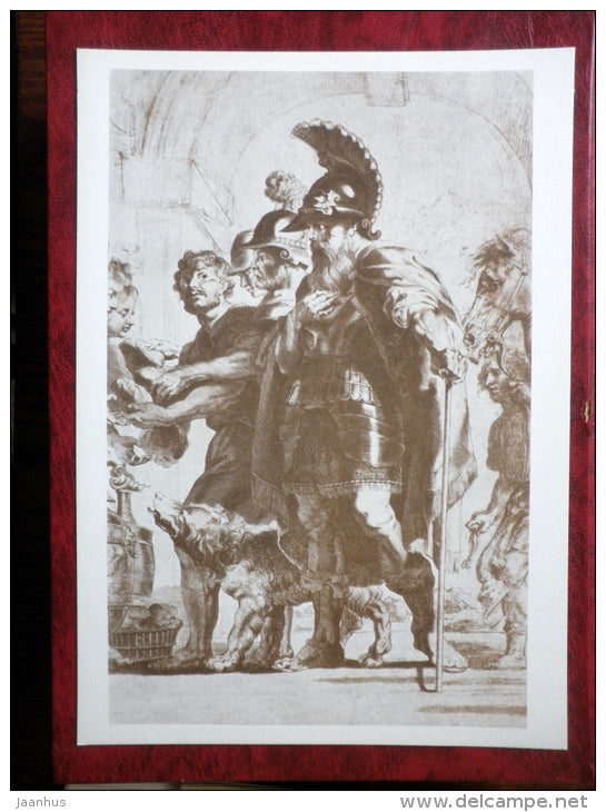 Drawing by Peter Paul Rubens - Groom with a horse , 1638 - maxi card - flemish art - 1977 - unused - JH Postcards