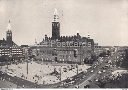 Copenhagen - The City Hall Square - old postcard - 1957 - Denmark - used - JH Postcards