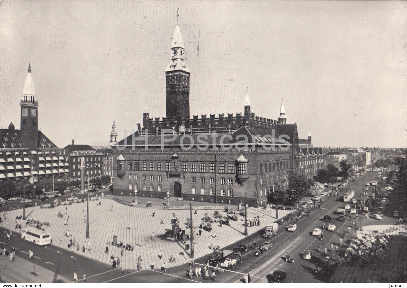 Copenhagen - The City Hall Square - old postcard - 1957 - Denmark - used - JH Postcards