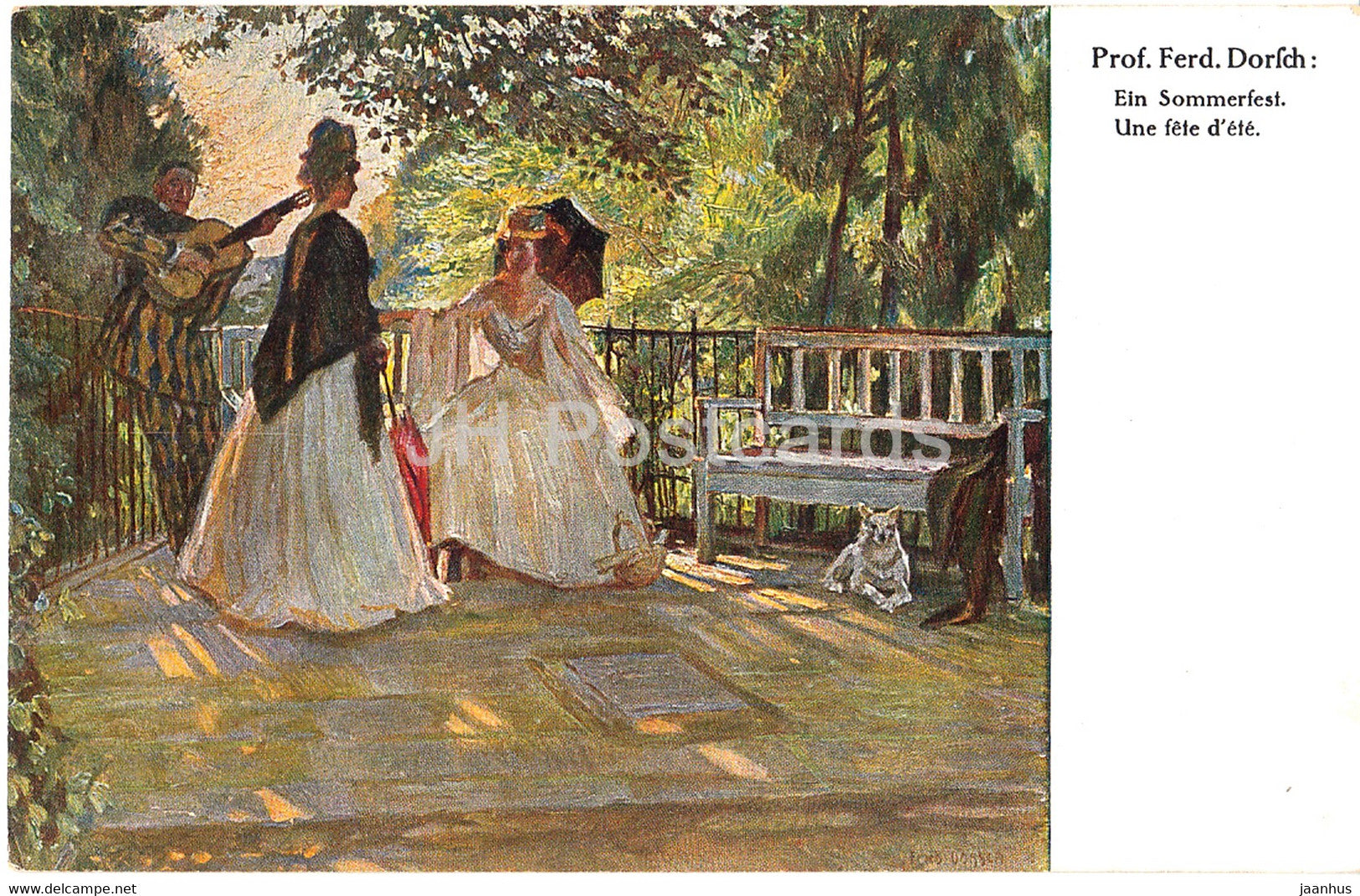 painting by Ferdinand Dorsch - Ein Sommerfest - Deutsche Kunstler - 1041 - German art - old postcard - Germany - unused - JH Postcards