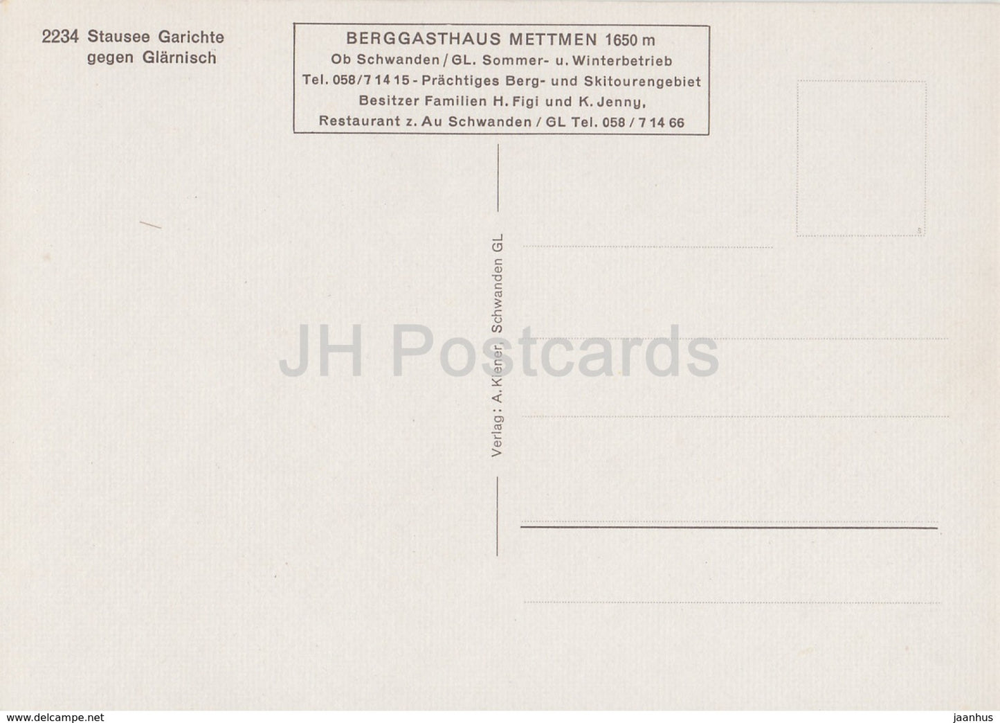 Stausee Garichte gegen Glarnisch - Berggasthaus Mettmen - 2234 - Switzerland - unused