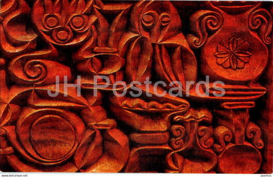Latgalian ceramics by P. Stipris - decorative woodcut - applied art - Latvian art - 1963 - Latvia USSR - unused - JH Postcards