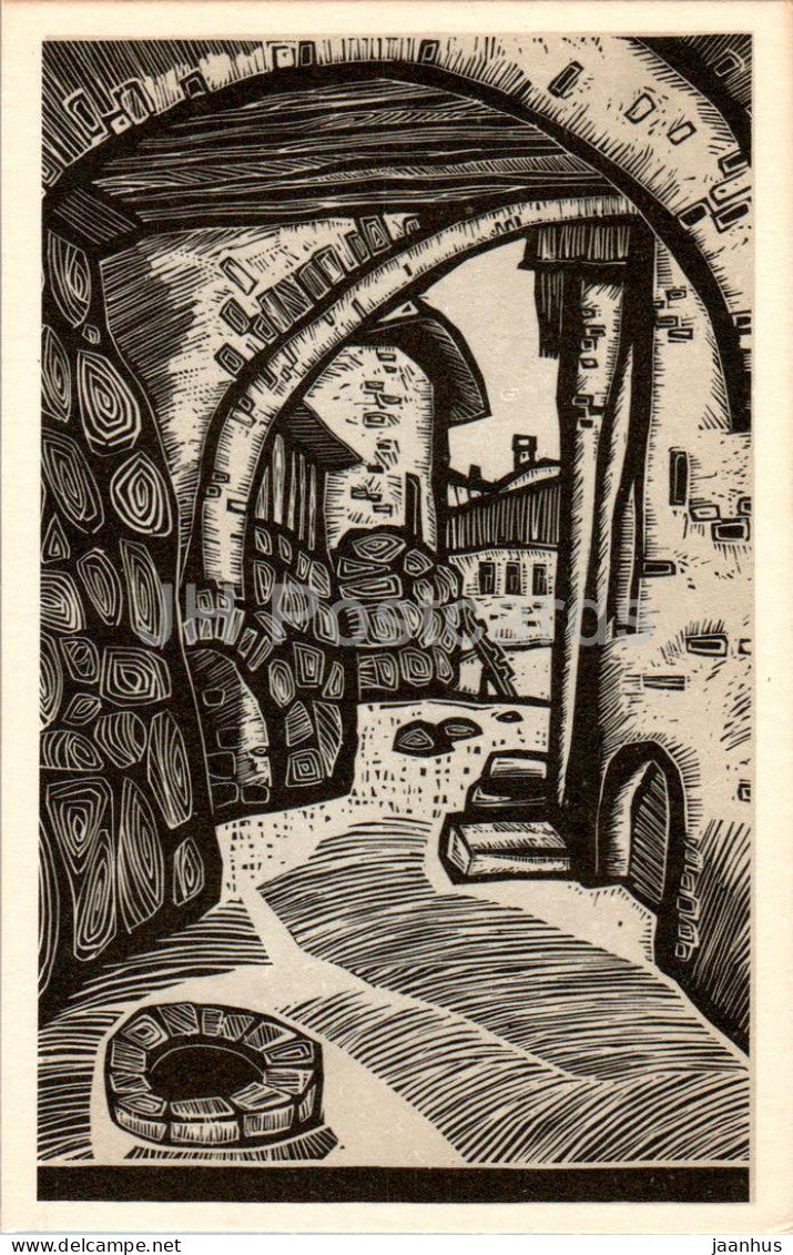 Solovki - Corner of the Monastery Courtyard - graphics by V. Presnyakov - 1969 - Russia USSR - unused - JH Postcards