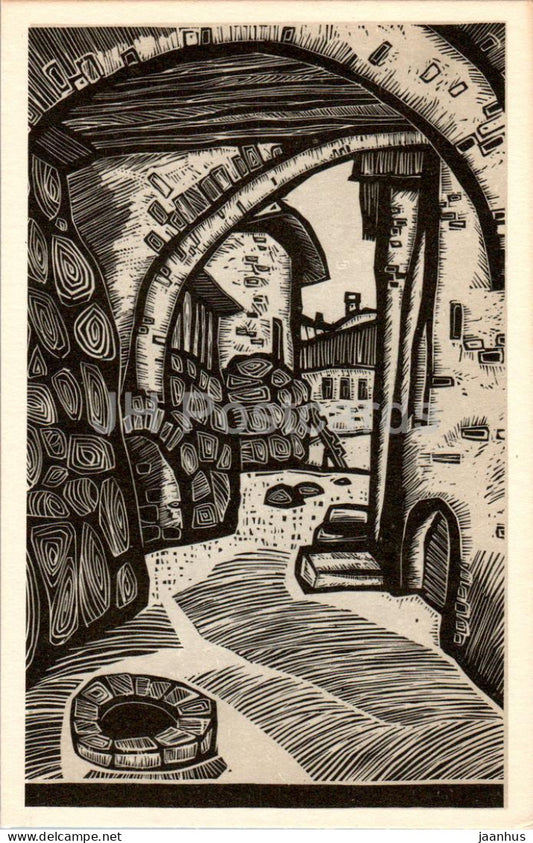 Solovki - Corner of the Monastery Courtyard - graphics by V. Presnyakov - 1969 - Russia USSR - unused - JH Postcards