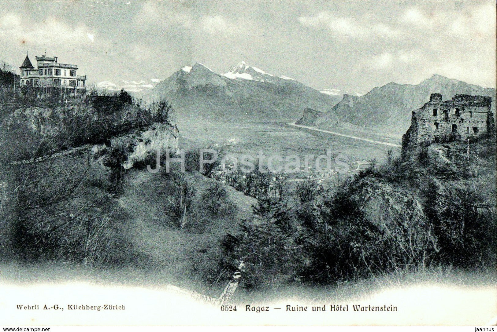 Ragaz - Ruine und Hotel Wartenstein - 6524 - old postcard - 1908 - Switzerland - used - JH Postcards