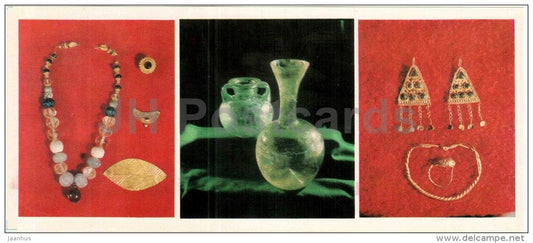 bead - glass vessel - ancient golden decorations - Chersonesos - archaeology site reserve - 1984 - Ukraine USSR - unused - JH Postcards