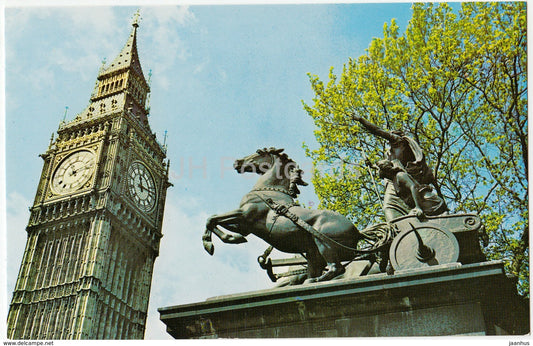 London - Big Ben and Boadicea Statue - 167 - United Kingdom - England - unused - JH Postcards