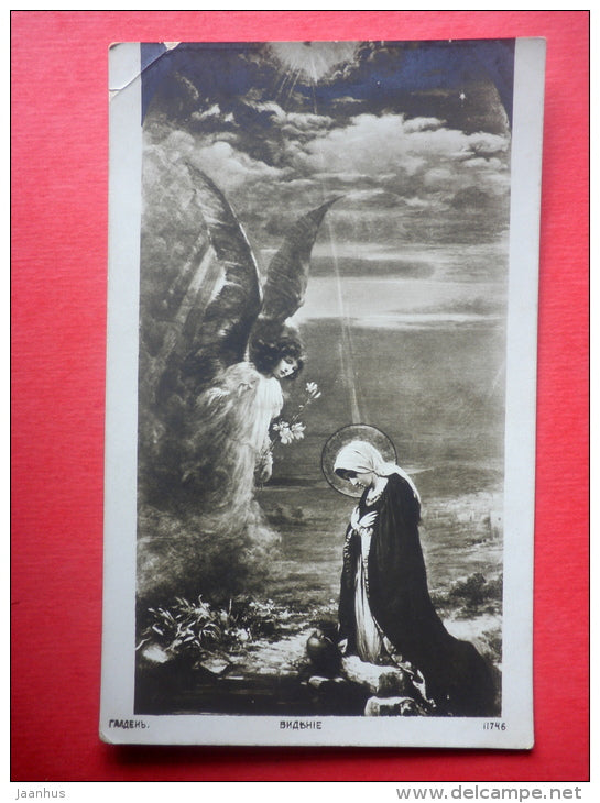 painting by Galden . Vision - angel - 11746 - art - circulated in Estonia Reval Imperial Russia 1914 - JH Postcards