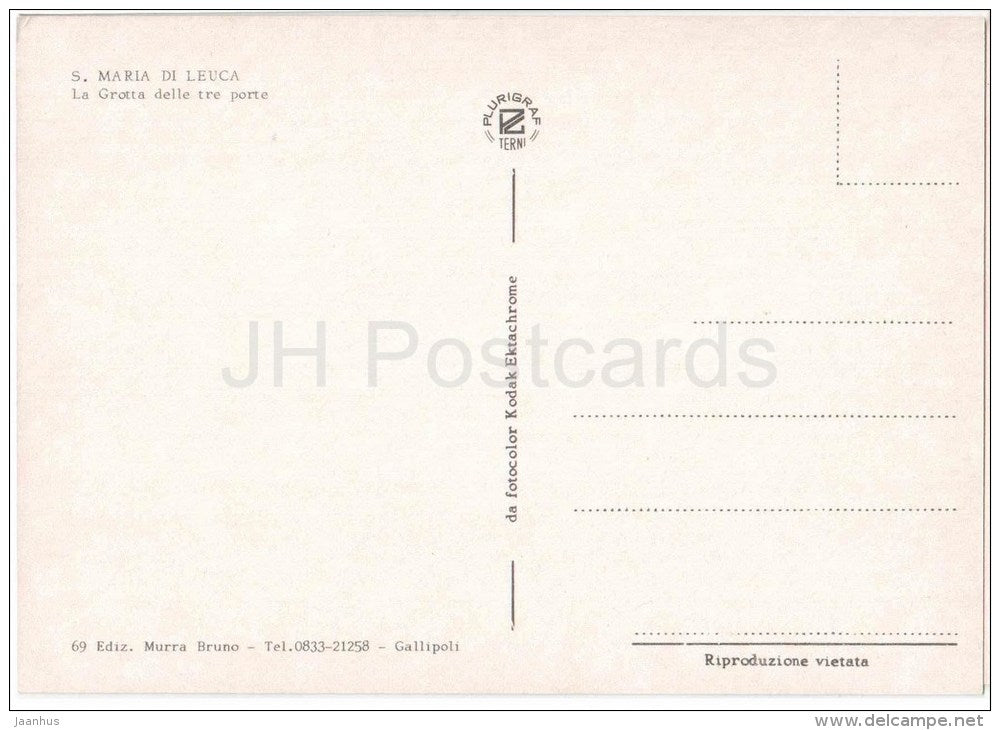 La Grotta delle tre porte - S. Maria di Leuca - Lecce - Puglia - 69 - Italia - Italy - unused - JH Postcards