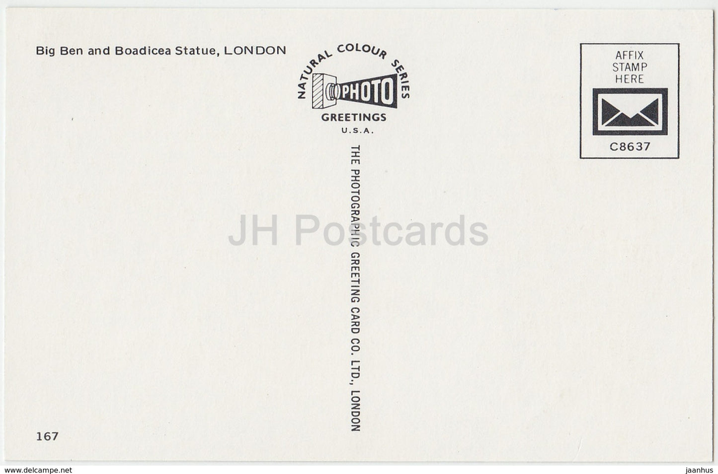 London - Big Ben and Boadicea Statue - 167 - United Kingdom - England - unused