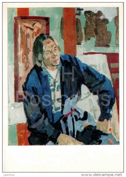 painting by V. Karatajus - Portrait of lithuanian painter Juozas KÄ—dainis , 1962 - lithuanian art - unused - JH Postcards