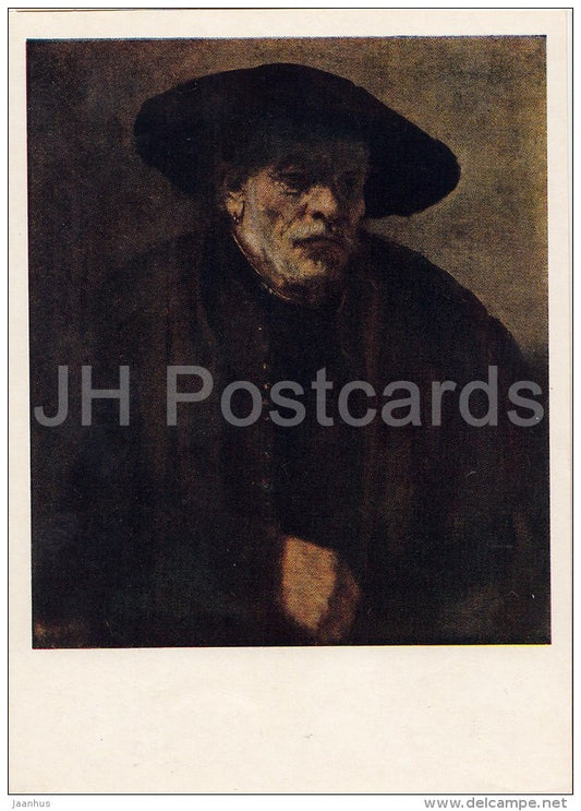 painting by Rembrandt - Portrait of Rembrandt´s Brother , 1654 - hat - Dutch art - 1955 - Russia USSR - unused - JH Postcards