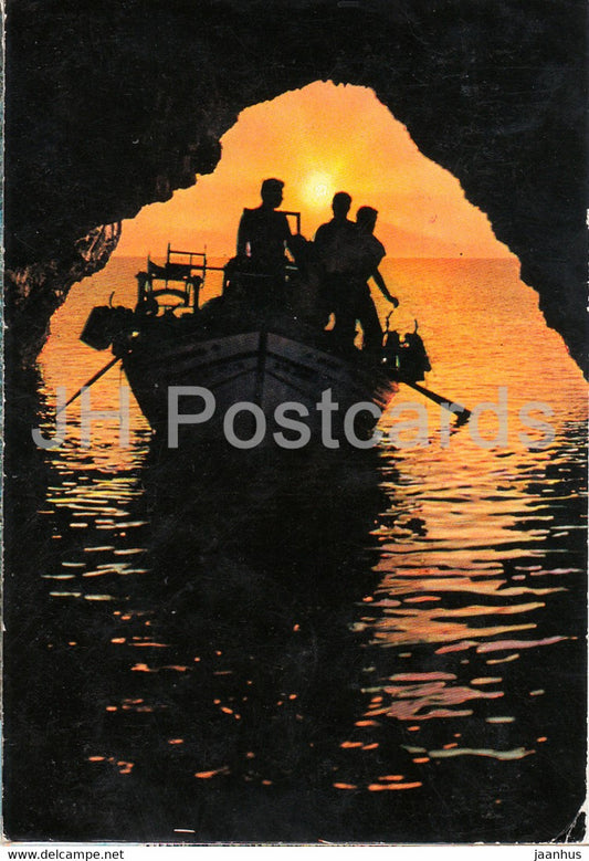 Greece - Boat - sea - sunset - 1985 - Greece - used - JH Postcards