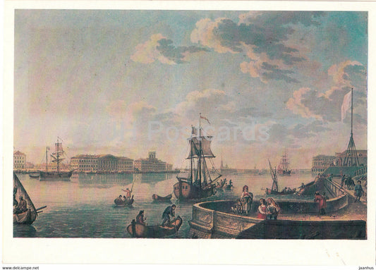 painting by R. Watts - View of the Neva and the Peter and Paul Fortress - art - 1985 - Russia USSR - unused - JH Postcards