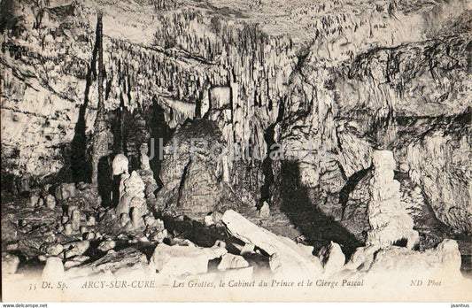 Arcy sur Cure - Les Grottes le Cabinet du Prince et le Cierge Pascal - cave - 35 - old postcard - 1907 - France - used - JH Postcards