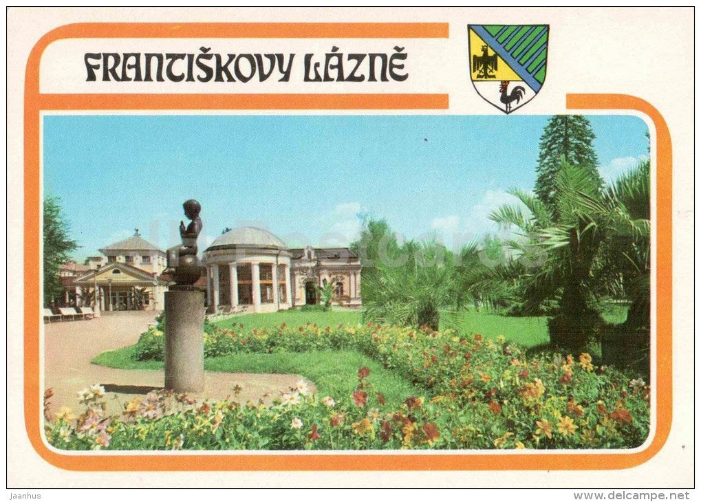 Frantiskovy Lazne - spa - Frantiska statue - spa park - colonnade - Czechoslovakia - Czech - unused - JH Postcards
