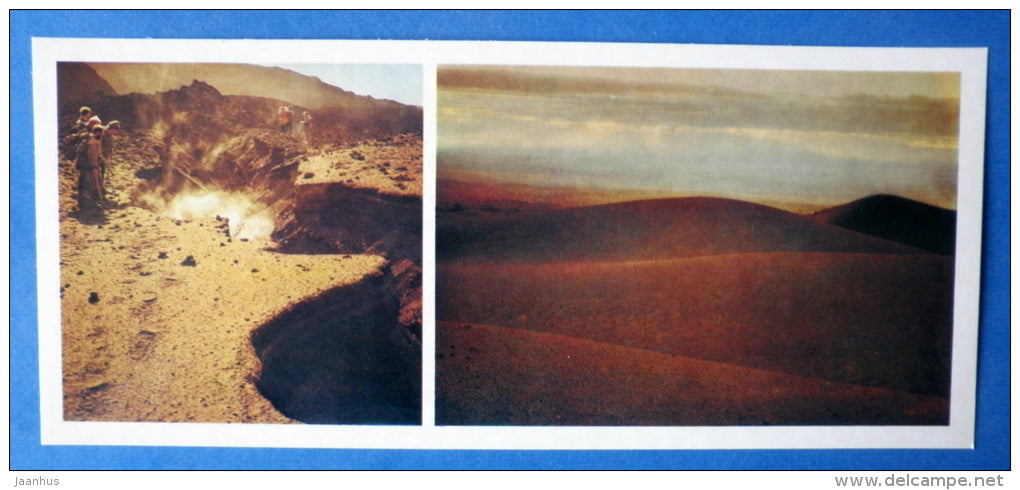 cracks at the foot of slag cone - volcano - Tolbachik is a volcanic complex - Kamchatka - 1978 - Russia USSR - unused - JH Postcards