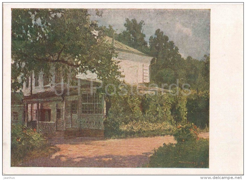 painting by V. Konstantinov - House Museum of L. Tolstoy in Yasnaya Polyana - russian art  - unused - JH Postcards