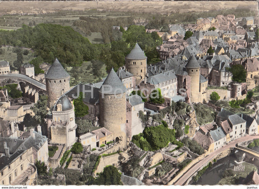 Semur en Auxois - Le Vieux Chateau et ses 4 Tours - En Avion Au Dessus De - old postcard - 1958 - France - used - JH Postcards