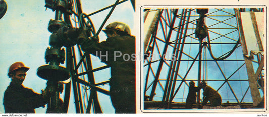 Neftyanye Kamni - Neft Daslari - Oil Rig - workers - 1975 - Azerbaijan USSR - unused - JH Postcards