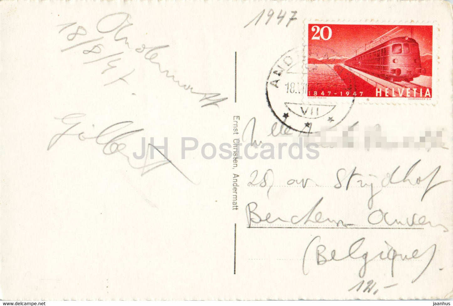 Andermatt g die Schollenen - 2851 - carte postale ancienne - 1947 - Suisse - utilisé