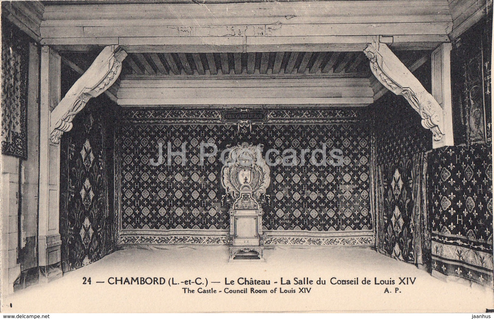 Chambord - Le Chateau - La Salle du Conseil de Louis XIV - castle - 24 - old postcard - France - unused