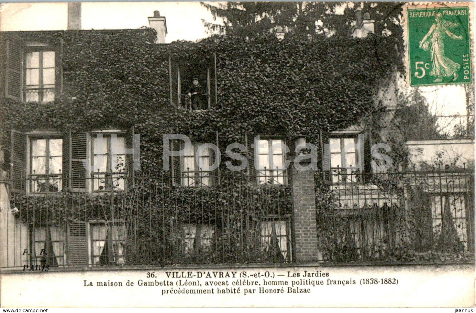 Ville D'Avray - Les Jardies - Honore de Balzac - 36 - old postcard - 1916 - France - used - JH Postcards