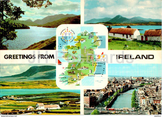 Greetings from Ireland - map - multiview - 2/588 - 1984 - Ireland - used - JH Postcards