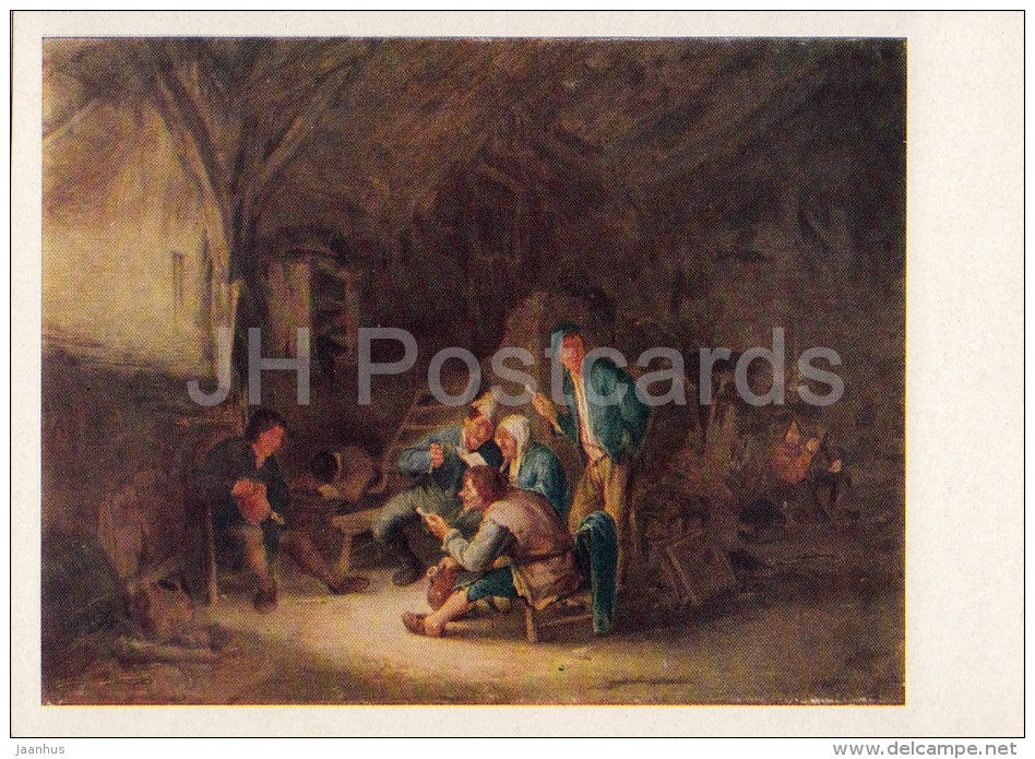 painting by Isaac van Ostade - Singing peasants - Dutch art - old postcard - Russia USSR - unused - JH Postcards