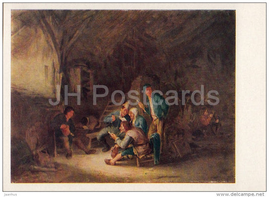 painting by Isaac van Ostade - Singing peasants - Dutch art - old postcard - Russia USSR - unused - JH Postcards