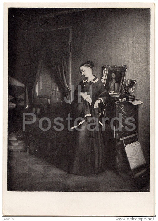painting by P. Fedotov - Widow , 1851 - Russian art - 1941 - Russia USSR - unused - JH Postcards