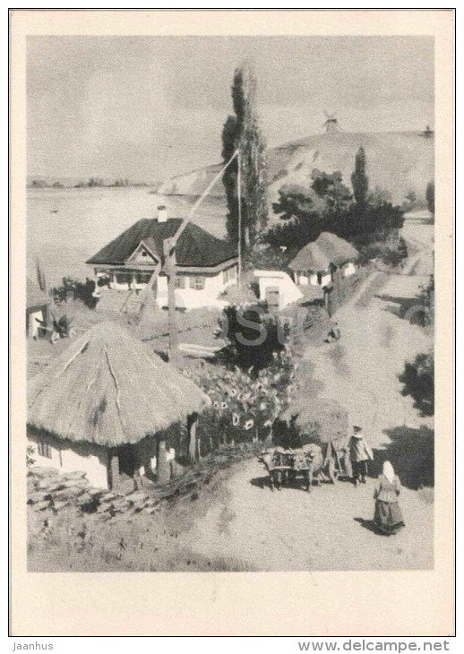 illustration by O. Vereysky - Tatarsky Farm , Khutor - And Quiet Flows the Don - 1959 - Russia USSR - unused - JH Postcards