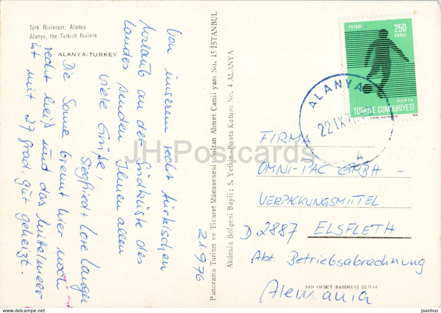Alanya the Turkish Riviera - 1976 - Turkey - used