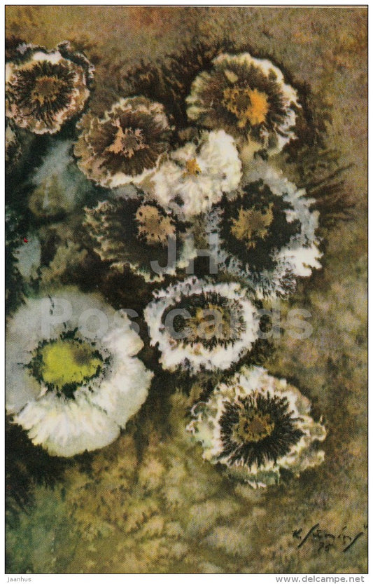 Flowers composition - illustration - 1976 - Latvia USSR - used - JH Postcards