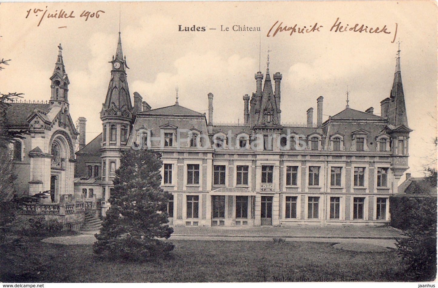 Ludes - Le Chateau - castle - 1906 - old postcard - France - unused - JH Postcards