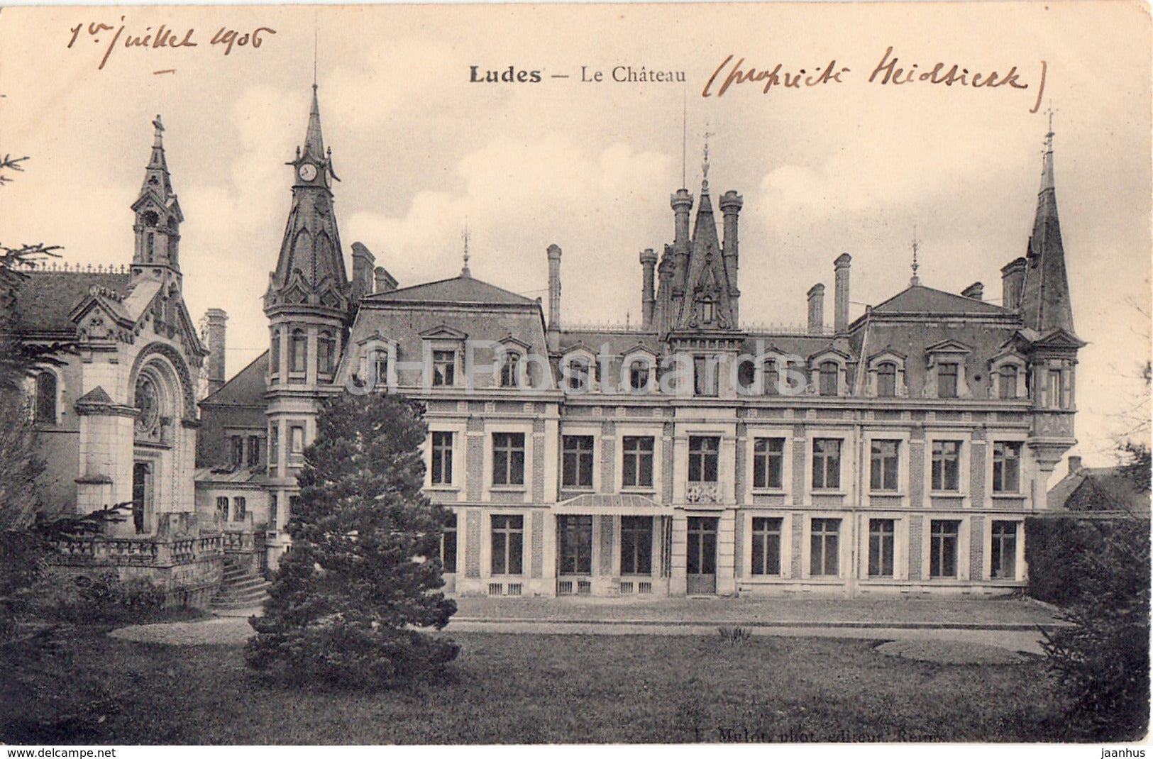 Ludes - Le Chateau - castle - 1906 - old postcard - France - unused - JH Postcards