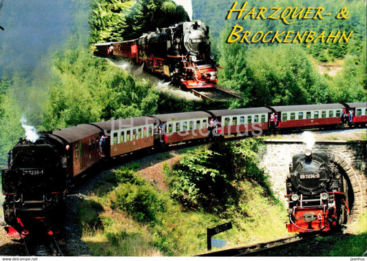 Harzquer & Brockenbahn im Nationalpark Hochharz - train - railway - locomotive - Germany - unused - JH Postcards