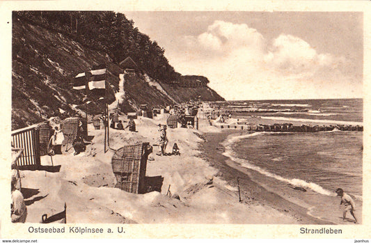 Ostseebad Kolpinsee a Usedom - Strandleben - beach - old postcard - Germany - unused - JH Postcards
