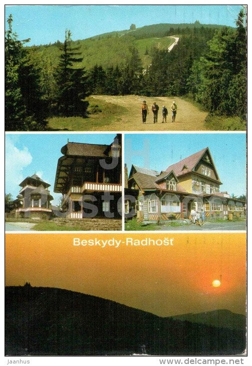 peak Radhost - hotel Raztoka - sunset - Beskydy - Czechoslovakia - Czech - used 1988 - JH Postcards