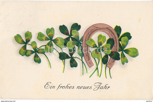 New Year Greeting Card - Ein Frohes Neues Jahr - horseshoe - SB 7232 - old postcard - 1930 - Germany - used - JH Postcards