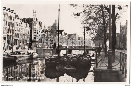 Amsterdam - Gelderschekade - boat - old postcard - Netherlands - unused - JH Postcards