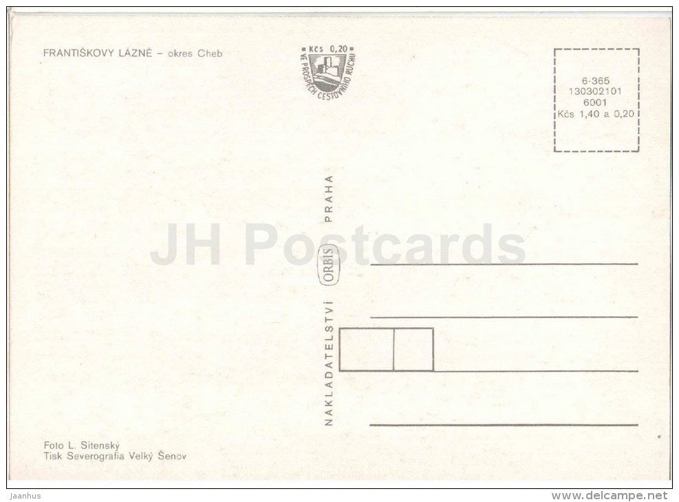 Frantiskovy Lazne - Cheb district - spa - architecture - Czechoslovakia - Czech - unused - JH Postcards