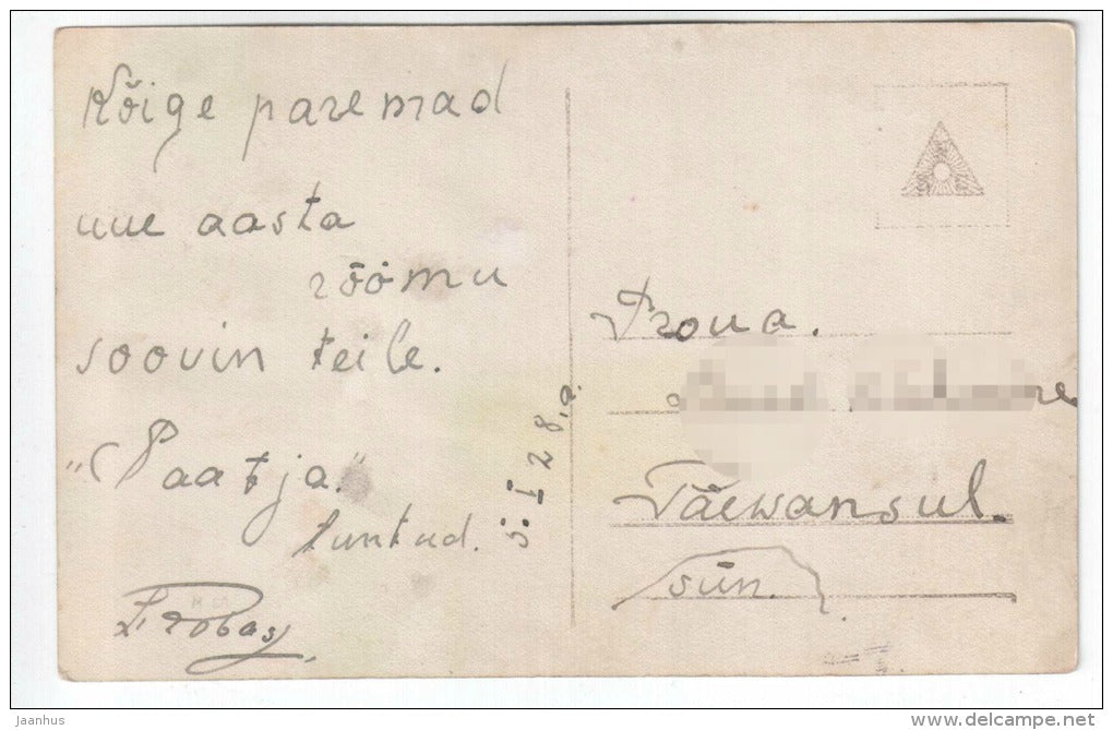 man and woman - couple - HB 07929/2 - old postcard - circulated in Estonia 1928 - used - JH Postcards