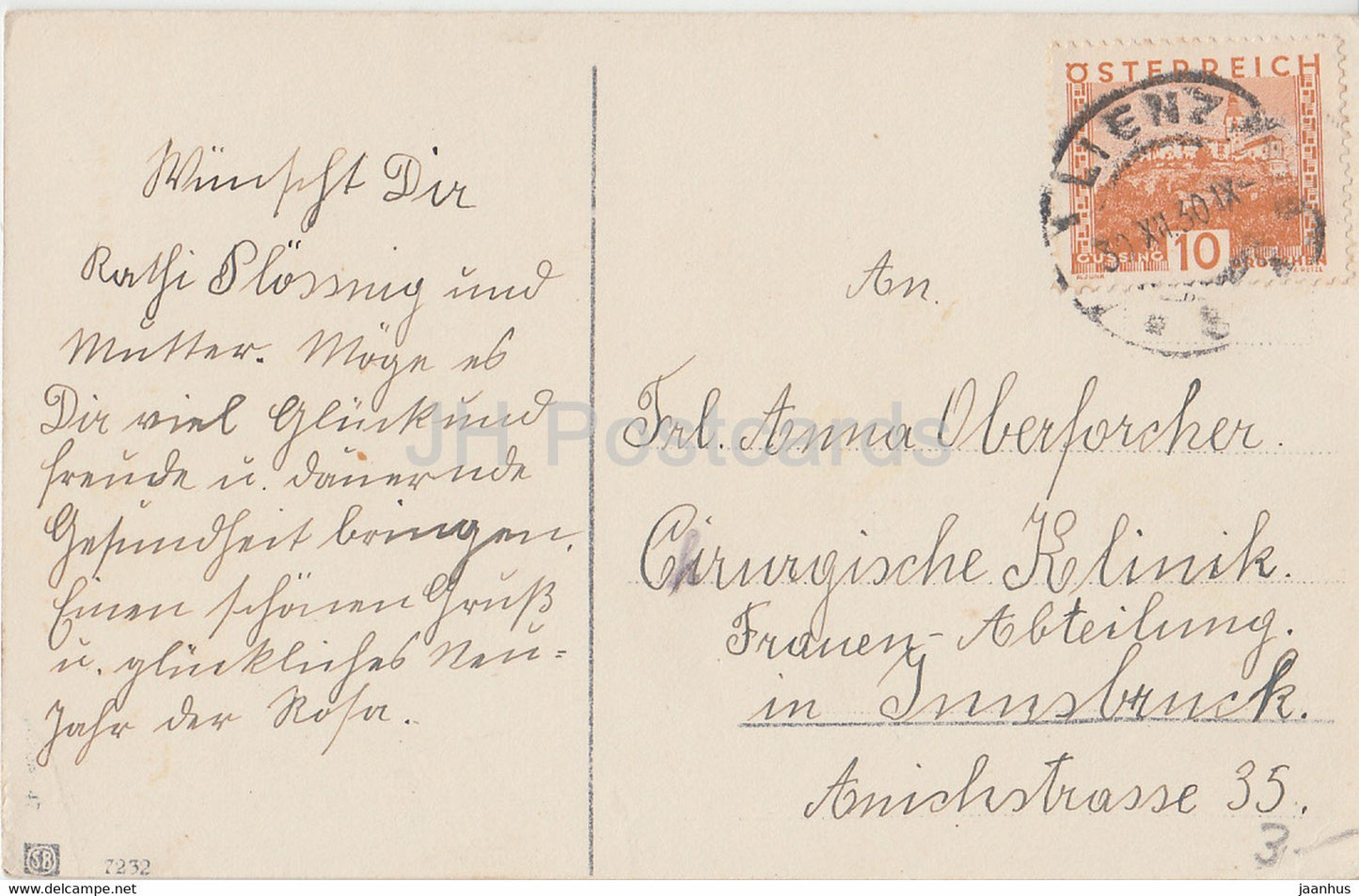 New Year Greeting Card - Ein Frohes Neues Jahr - horseshoe - SB 7232 - old postcard - 1930 - Germany - used