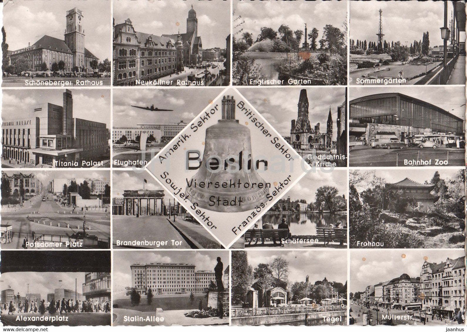 Berlin - Viersektoren Stadt - Amerik Sektor - Britischer Sektor - Franzos Sektor - Sowjet Sektor - 1958 - Germany - used - JH Postcards