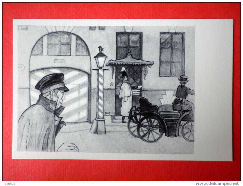 illustration by M. Dobuzhinsky - The Stationmaster - Illustrations to Pushkin Works - 1973 - Russia USSR - unused - JH Postcards