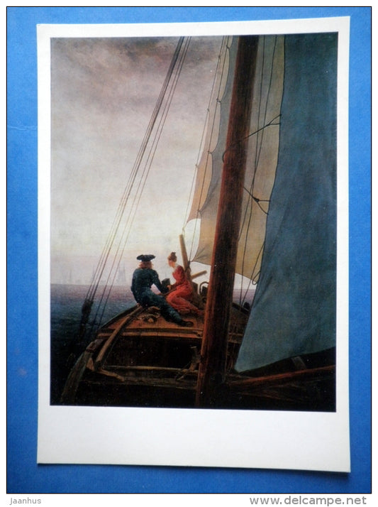 painting by Caspar David Friedrich - large format card - On a Sailing Ship , 1818-19 - german art - unused - JH Postcards