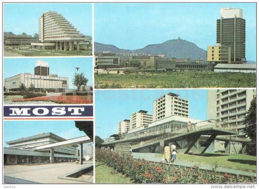 Most - modern architecture - town views - Czechoslovakia - Czech - unused - JH Postcards