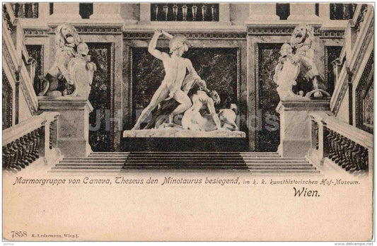 Marmorgruppe von Canova - Thseus den Minotaurus besiegend - Wien - Vienna - Austria - 7858 - old postcard - unused - JH Postcards