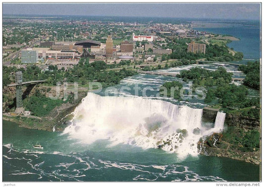 an aerial view from Canadian side - waterfall - Niagara Falls - Canada - unused - JH Postcards